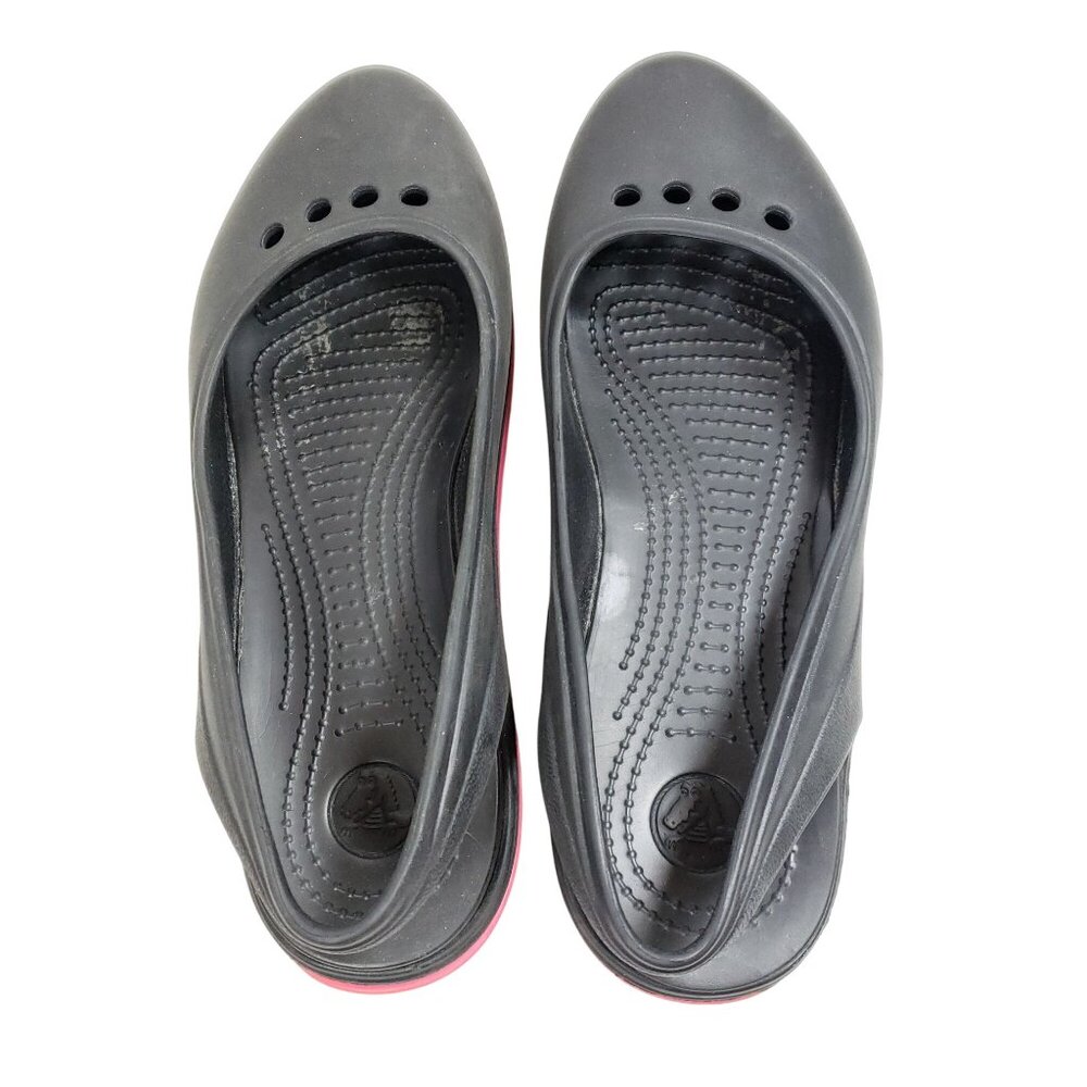 Crocs Women's Size 9 Slingback Ballet Flats Black Pink - Picture 7 of 8